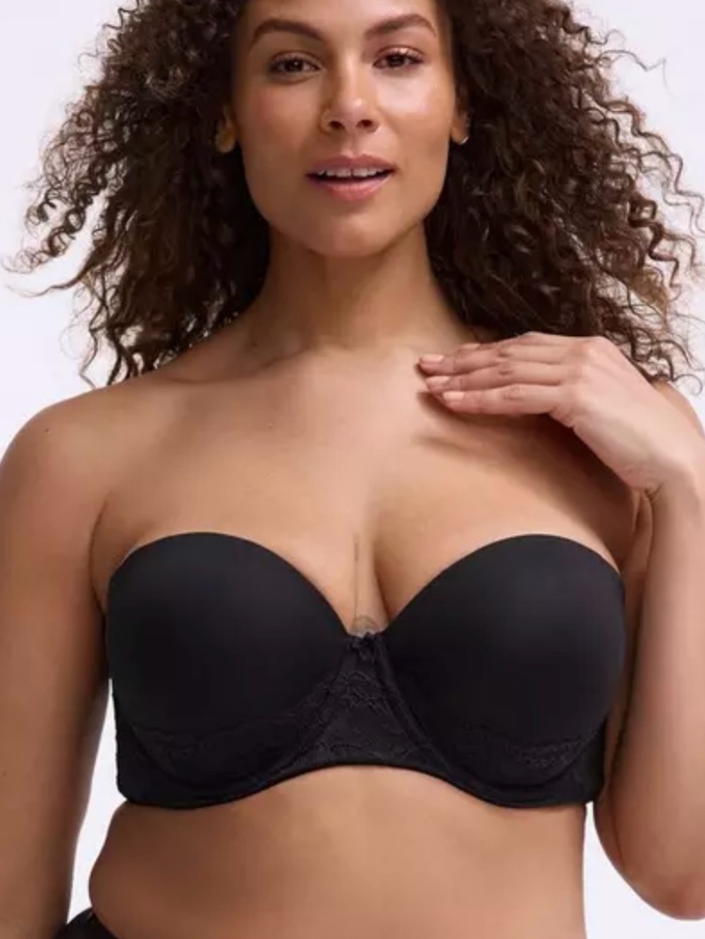Torrid Black Black Lace Trim Strapless Push-Up Smooth Everyday Bra Size 42DD